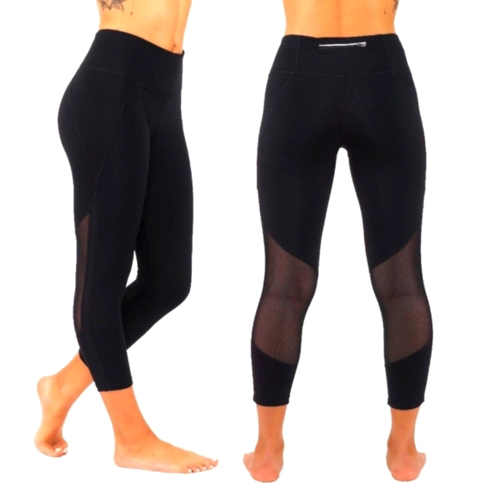 MonoB Mesh Capri Athletica Workout Leggings Details
